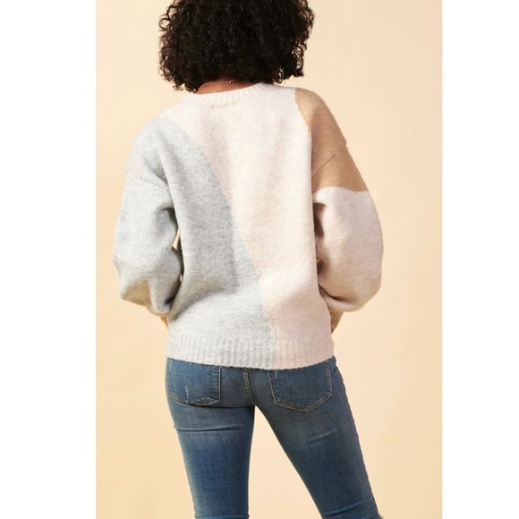 NWOT Skies Are Blue by Anthropologie Abstract Crew Neck Color Block Sweater - Picture 3 of 9